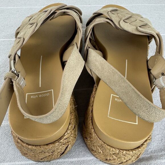Dolce Vita Winder Crossover Strap Espadrille Platform Sandals Beige Tan 9.5 - Picture 10 of 14